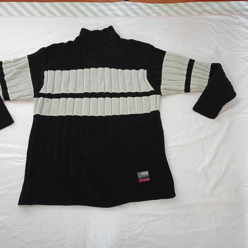 Men's South Pole Black and Gray Turtleneck Sweater Size XL